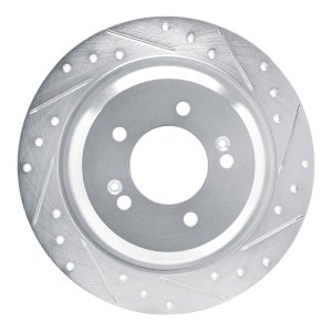 Hyundai Tucson Brake Rotor (1) - Rear Right - R1 Concepts - Drilled & Slotted - Silver - `21-`25